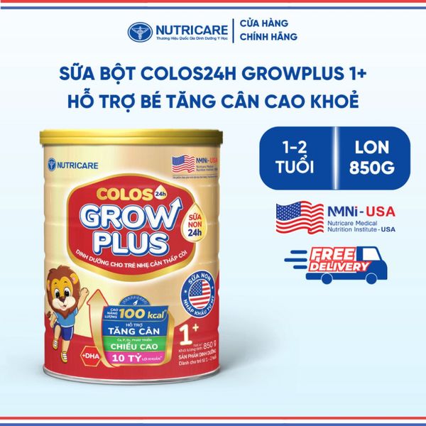 Sữa Bột GROW PLUS 1+ COLOS 24 NUTRICARE 1-2 Tuổi Bé Tăng Cân Phát Triển Chiều Cao Tăng Cường Đề Kháng và Tiêu Hoá 850G