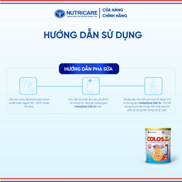 Sữa Bột COLOSCARE 24H NUTRICARE Bé 0-10 Tuổi Hỗ Trợ Tăng Cân Cao Lớn Tiêu Hoá Tốt Với Sữa Non IgG và Lợi Khuẩn