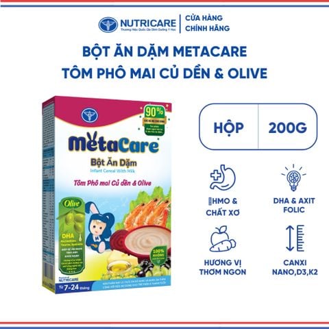 Bột Ăn Dặm NUTRICARE Metacare Tôm Phô Mai Củ Dền & Olive Hương Vị Thơm Ngon Giúp Bé Ăn Ngon Hơn Hấp Thu Tốt 200G