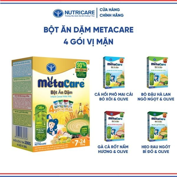 Bột Ăn Dặm NUTRICARE Metacare 4 Gói Vị Mặn Hương Vị Thơm Ngon Giúp Bé Ăn Ngon Hơn Hấp Thu Tốt 200G