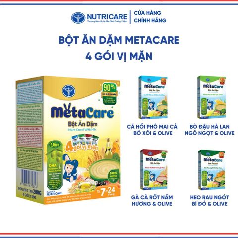 Bột Ăn Dặm NUTRICARE Metacare 4 Gói Vị Mặn Hương Vị Thơm Ngon Giúp Bé Ăn Ngon Hơn Hấp Thu Tốt 200G