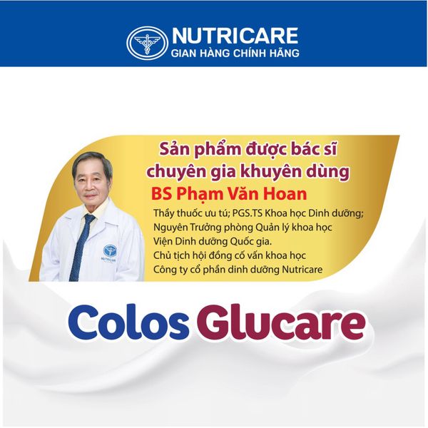 Sữa Bột COLOS GLUCARE NUTRICARE Sữa Non Hỗ Trợ Miễn Dịch Cho Người Đái Tháo Đường GI Thấp Ổn Định Đường Huyết 800G