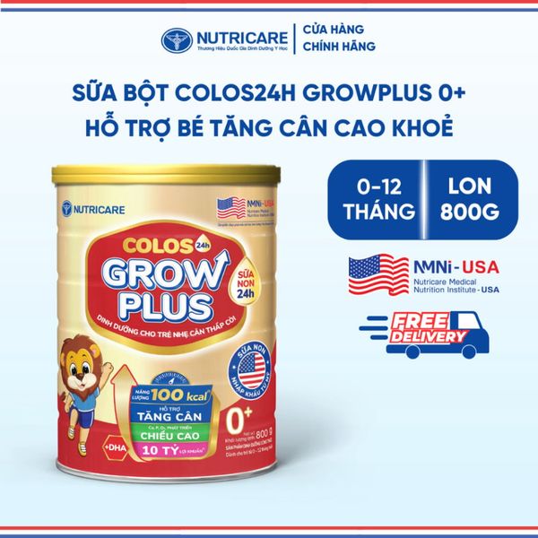 Sữa Bột GROW PLUS 0+ COLOS 24 NUTRICARE 0-12 Tháng Bé Tăng Cân Phát Triển Chiều Cao Tăng Cường Đề Kháng và Tiêu Hoá 800G