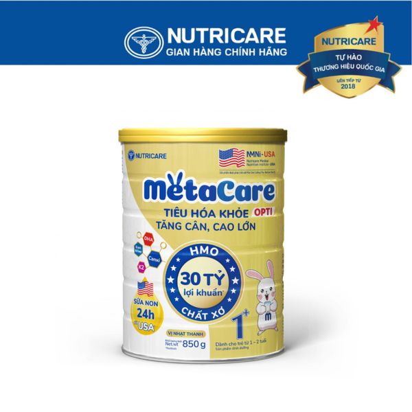 Sữa Bột METACARE OPTI 1+ NUTRICARE Bé 1-2 Tuổi Tiêu Hoá Khoẻ Tăng Cân Cao Lớn Tăng Cường Hệ Miễn Dịch Đề Kháng 850G