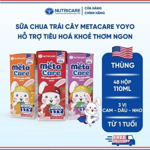 Thùng Sữa METACARE OPTI NUTRICARE VỊ NHO Cho Bé Trên 1 Tuổi Sữa Chua Trái Cây Lợi Khuẩn Phát Triển Toàn Diện 48 Hộp