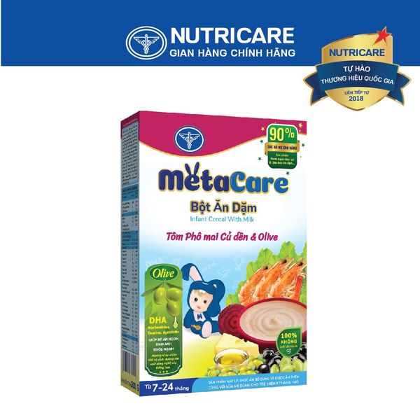 Bột Ăn Dặm NUTRICARE Metacare Tôm Phô Mai Củ Dền & Olive Hương Vị Thơm Ngon Giúp Bé Ăn Ngon Hơn Hấp Thu Tốt 200G