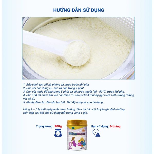 Sữa Bột NUTRICARE METAMOM Ít Ngọt Giảm Béo Tăng Cường Sức Đề Kháng Cho Phụ Nữ Mang Thai Và Cho Con Bú Hương Vani 900G