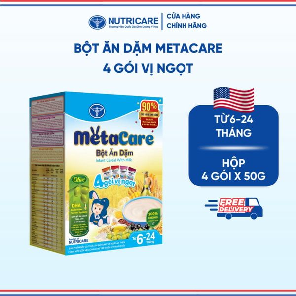 Bột Ăn Dặm NUTRICARE Metacare 4 Gói Vị Ngọt Hương Vị Thơm Ngon Giúp Bé Ăn Ngon Hơn Hấp Thu Tốt 200G