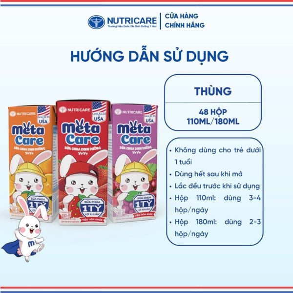 Thùng Sữa METACARE OPTI NUTRICARE VỊ CAM Cho Bé Trên 1 Tuổi Sữa Chua Trái Cây Lợi Khuẩn Phát Triển Toàn Diện 48 Hộp
