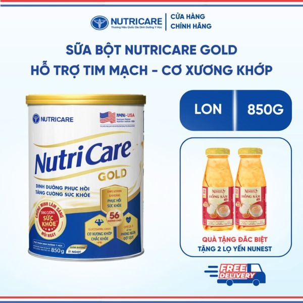 Sữa Bột NUTRICARE GOLD Giúp Ngủ Ngon Tiêu Hoá Khoẻ Tăng Cường Chức Năng Cơ Xương Khớp Dễ Hấp Thụ và Tiêu Hoá 850G/Lon