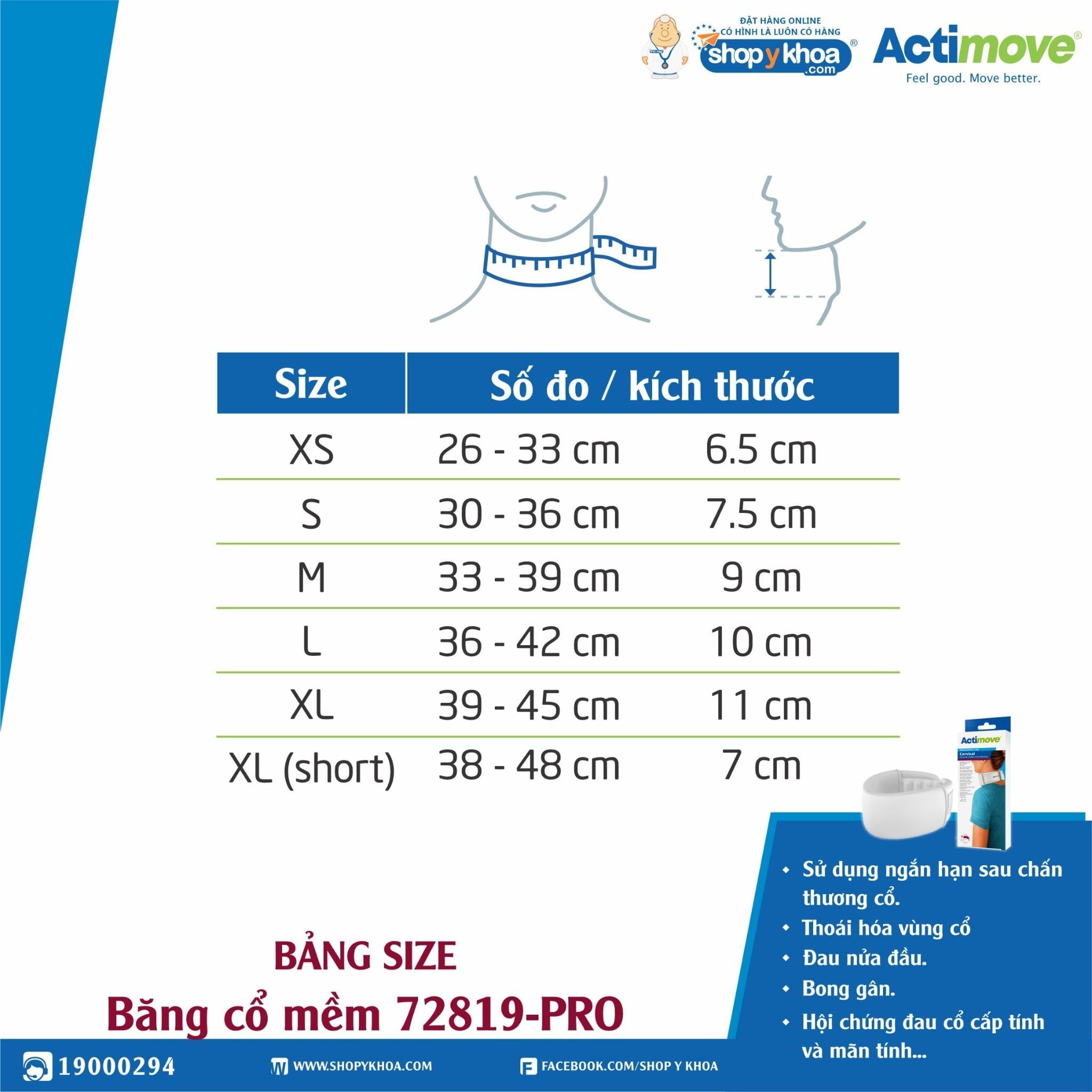  Đai, nẹp chỉnh hình Actimove Cervical Collar. Băng cổ mềm. 