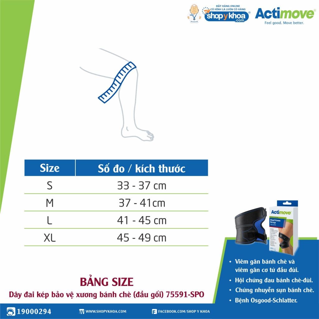  Nẹp khớp gối Actimove Dual Knee Strap. Dây đai kép bảo vệ xương bánh chè 75591-SPO. 