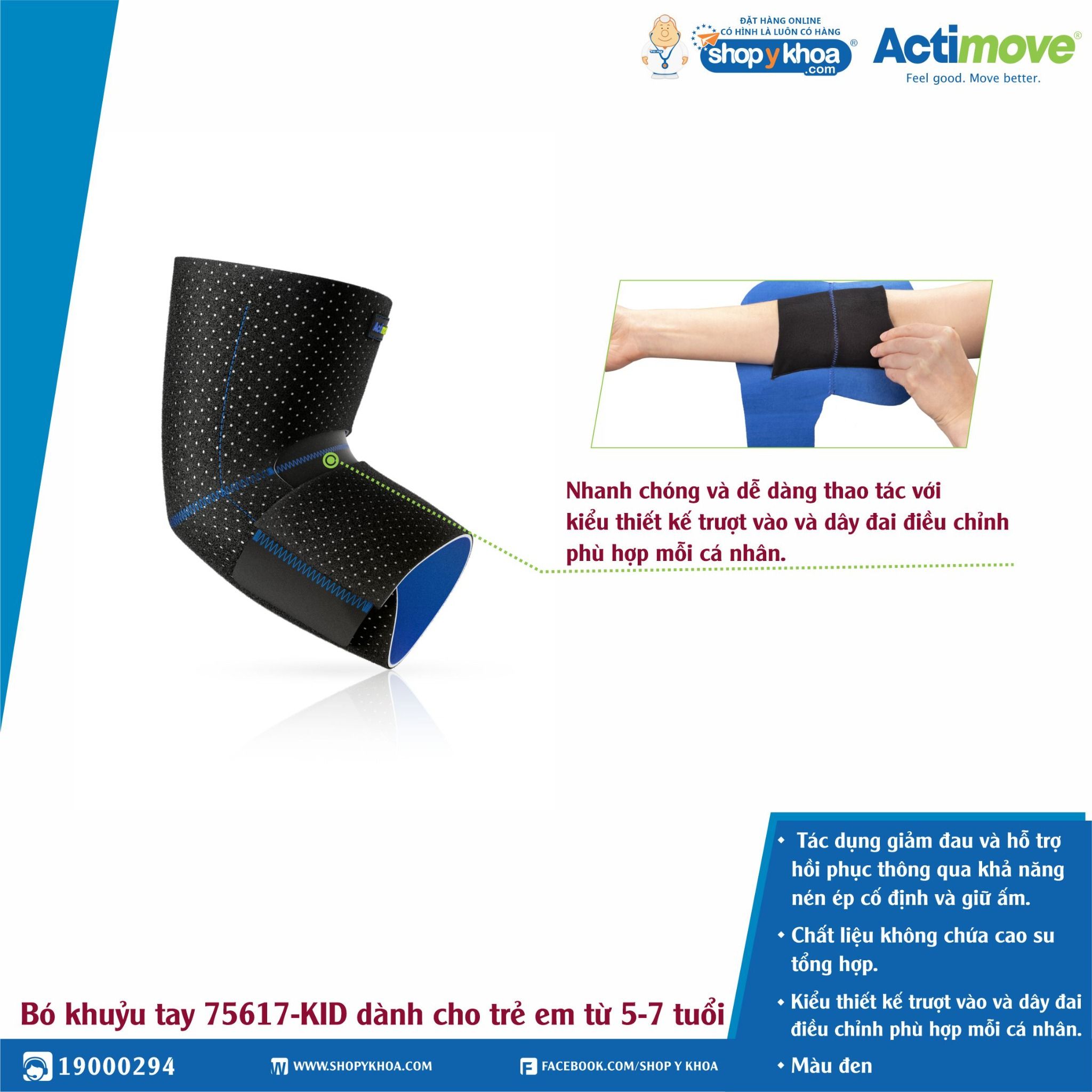  Bó khuỷu tay 75617-KID dành cho trẻ em từ 5-7 tuổi Actimove Elbow Support 