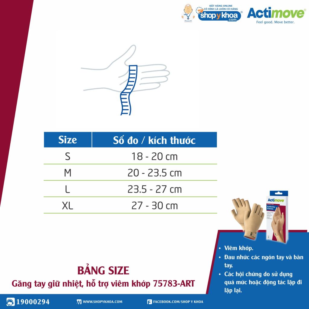  Găng tay chống viêm khớp Actimove Arthritis Gloves. Găng tay giữ nhiệt, hỗ trợ viêm khớp 75783-ART. 
