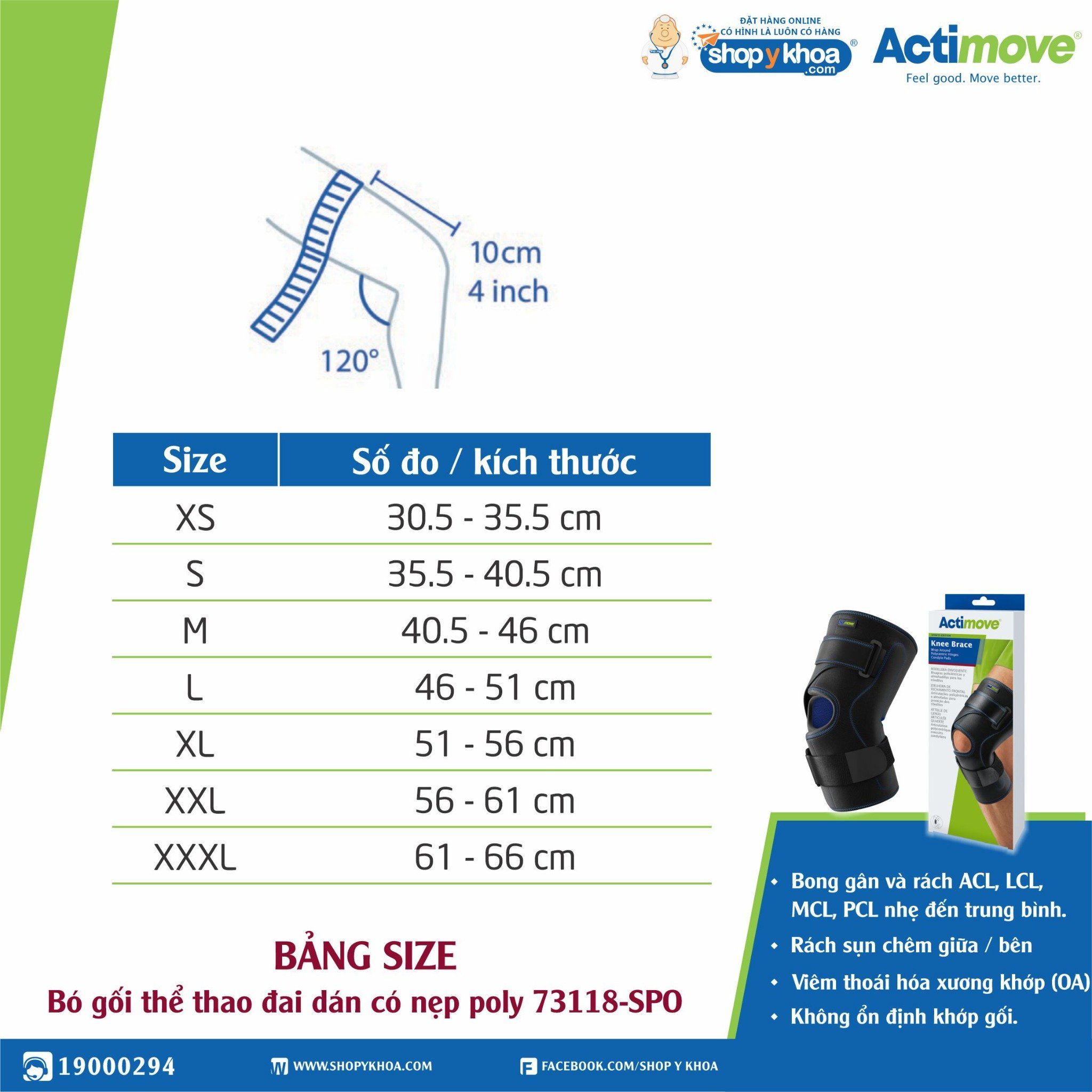 Bó gối thể thao đai dán có nẹp poly 73118-SPO Actimove Knee Brace 