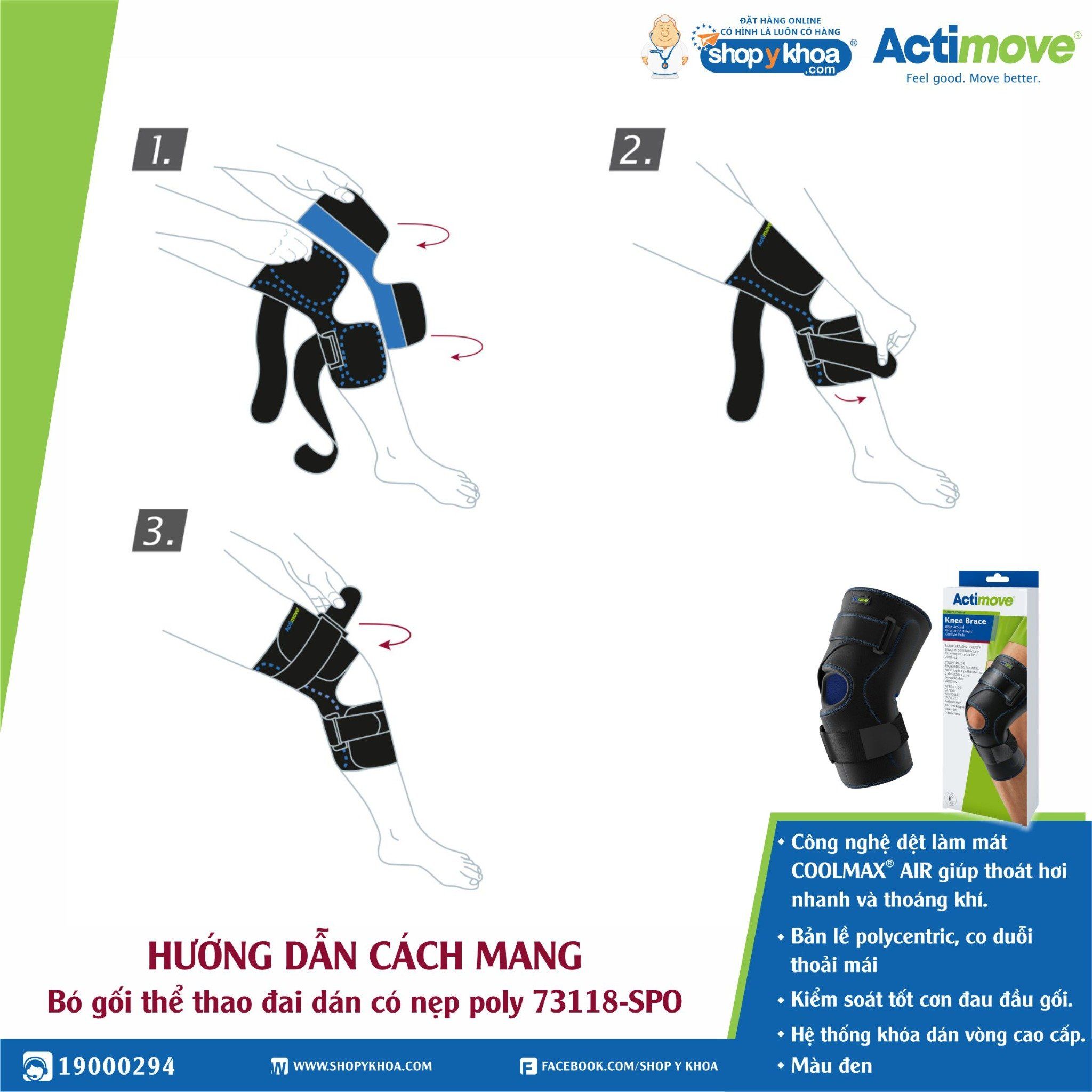  Bó gối thể thao đai dán có nẹp poly 73118-SPO Actimove Knee Brace 