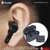 Máy trợ thính gắn ngoài tai. Kiểu 2 tai nghe stereo, không dây, bluetooth, hộp sạc nhanh di động Mimitakara UP-6EN, màu đen. Cường độ âm thanh hỗ trợ: M/P. 
