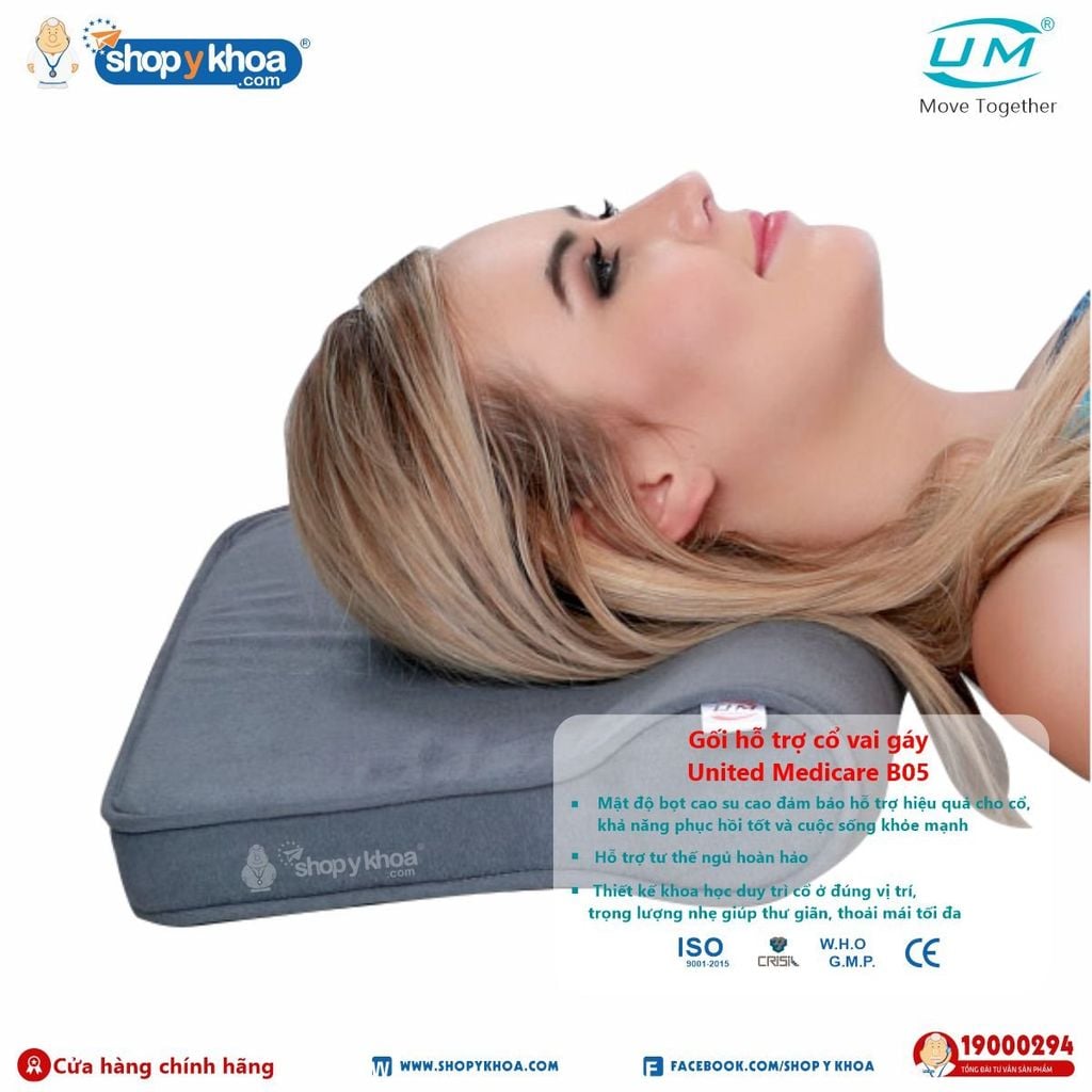  Đai, nẹp chỉnh hình Cervical Pillow Regular. Gối hỗ trợ cổ vai gáy Regular UM, B05. 