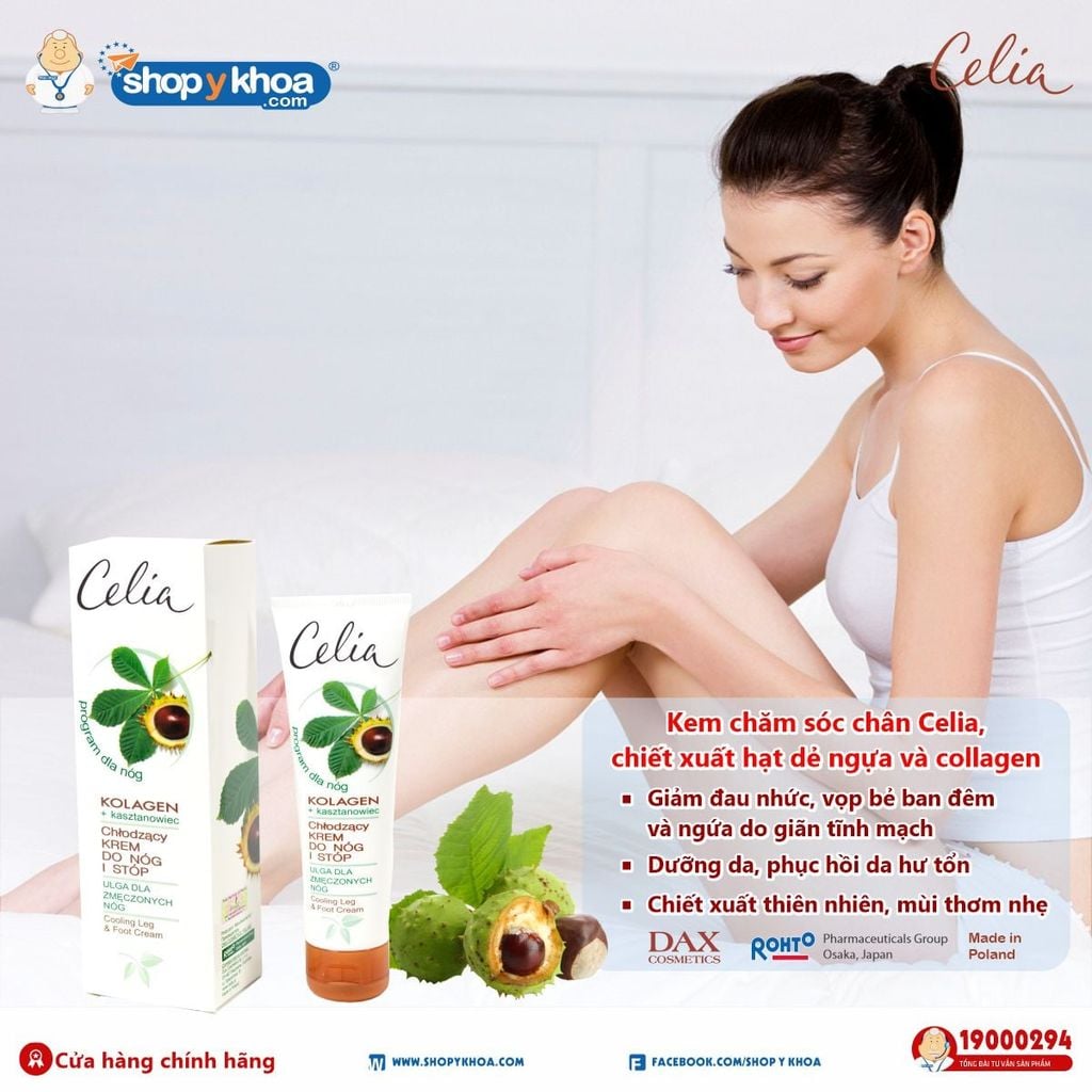  Celia Cooling Leg & Foot Cream. Kem chăm sóc chân Celia, chiết xuất hạt dẻ ngựa và collagen, 100ml. 