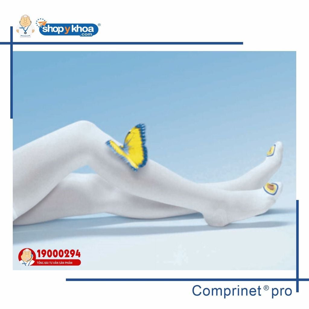  COMPRINET PRO, TH, WHT. Vớ đùi, 18, hở ngón, màu trắng 