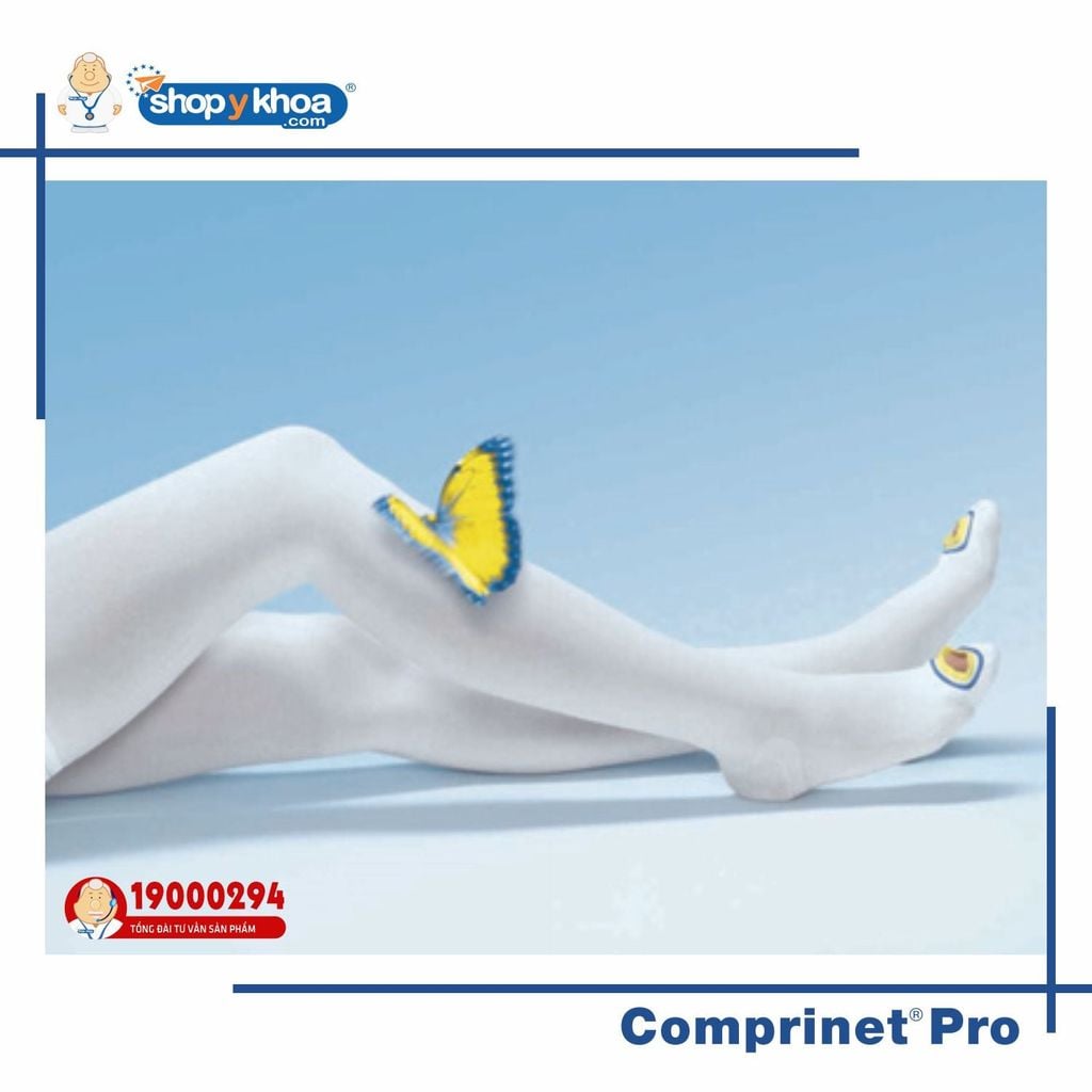  COMPRINET PRO, TH, WHT. Vớ đùi, 18, hở ngón, màu trắng 