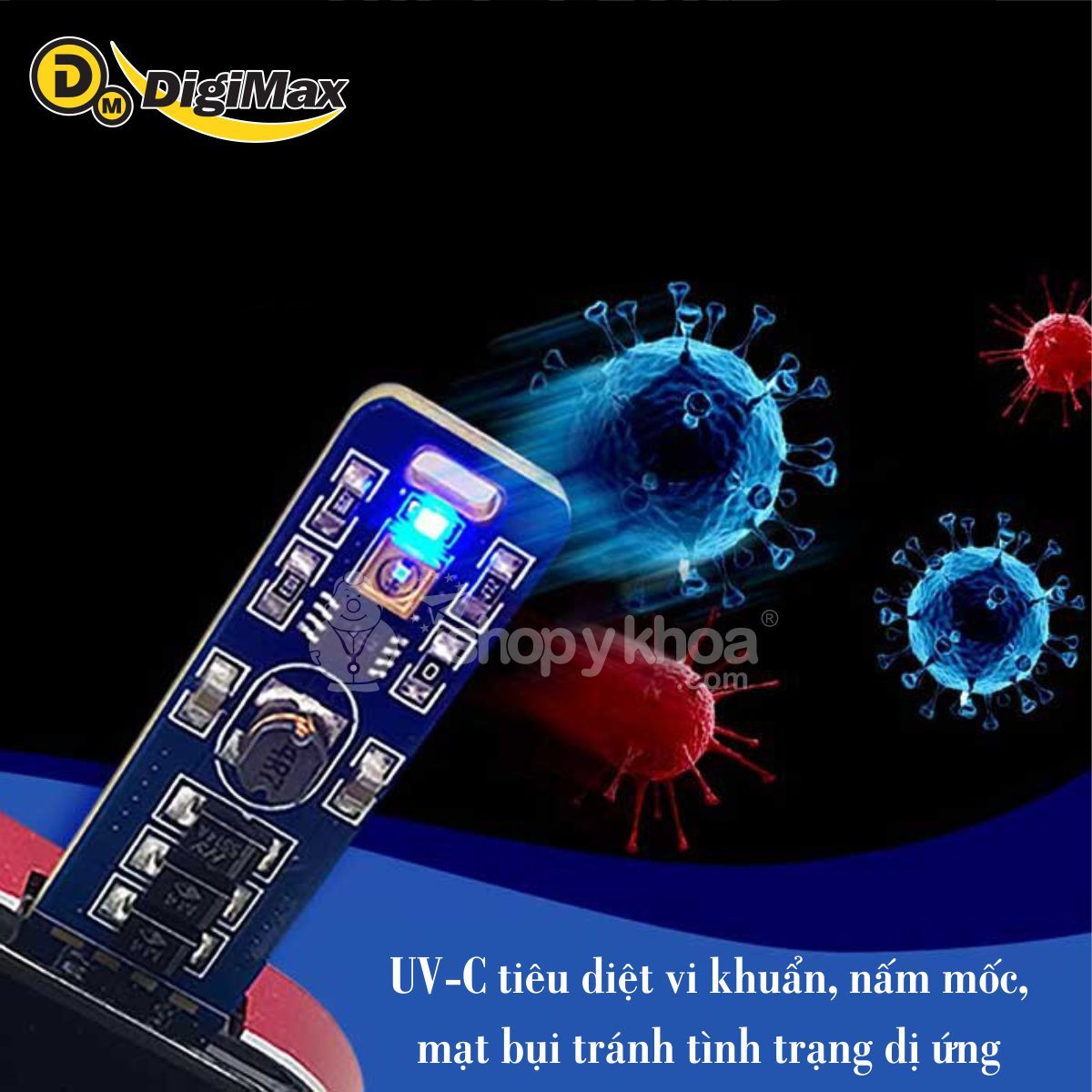  Đèn diệt khuẩn mini di động Digimax UV-C nguồn USB, siêu nhỏ - diệt khuẩn tức thì (DP-3R1) 