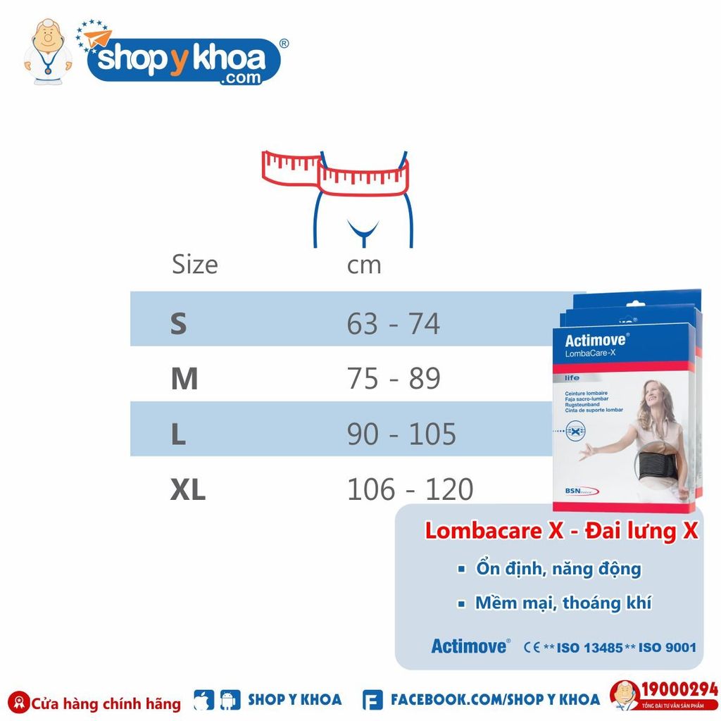  Đai thắt lưng X - Actimove Lombacare X 