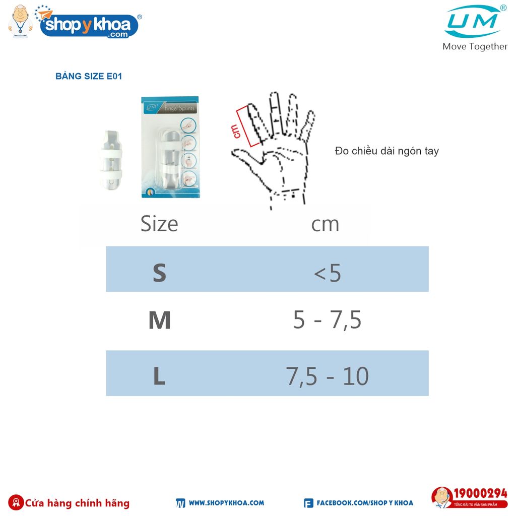  Nẹp ngón tay kín UM, E01 