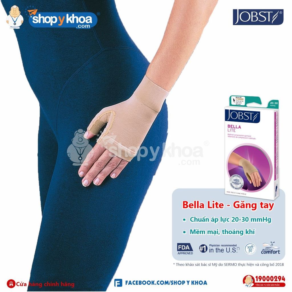  Vớ Găng Tay Phù Bạch Huyết JOBST Bella Lite Gauntlet, Áp Lực 20-30mmHg, Màu Da 