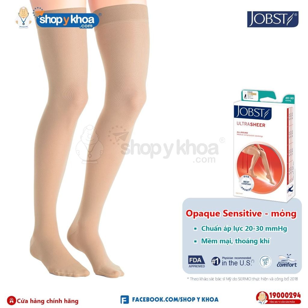 JOBST OPAQUE 20-30 THW CT NAT. Vớ đùi, sensitive, kín ngón, màu da 