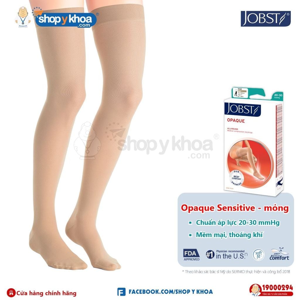  JOBST OPAQUE 20-30 THW CT NAT. Vớ đùi, sensitive, kín ngón, màu da 
