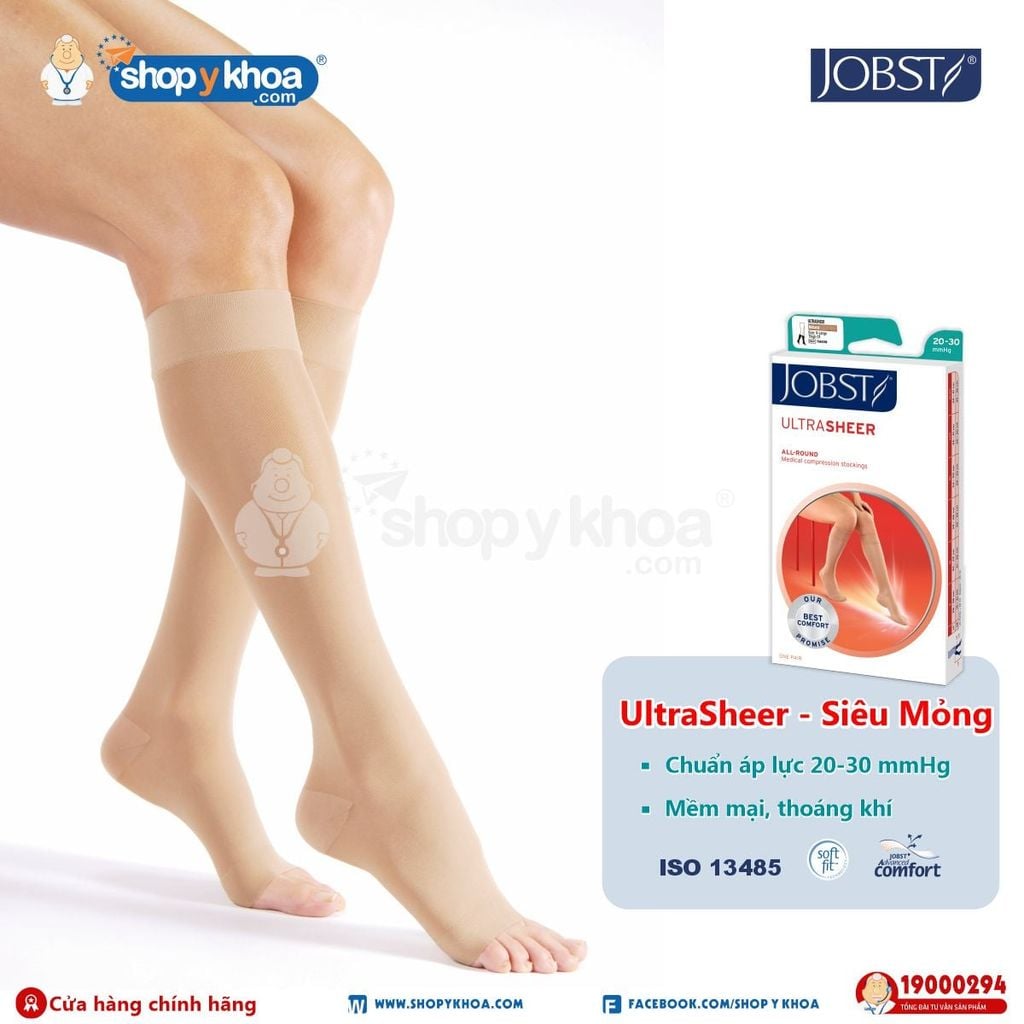  JOBST ULTRASHEER 20-30 KH OT NAT. Vớ gối, hở ngón, màu da 