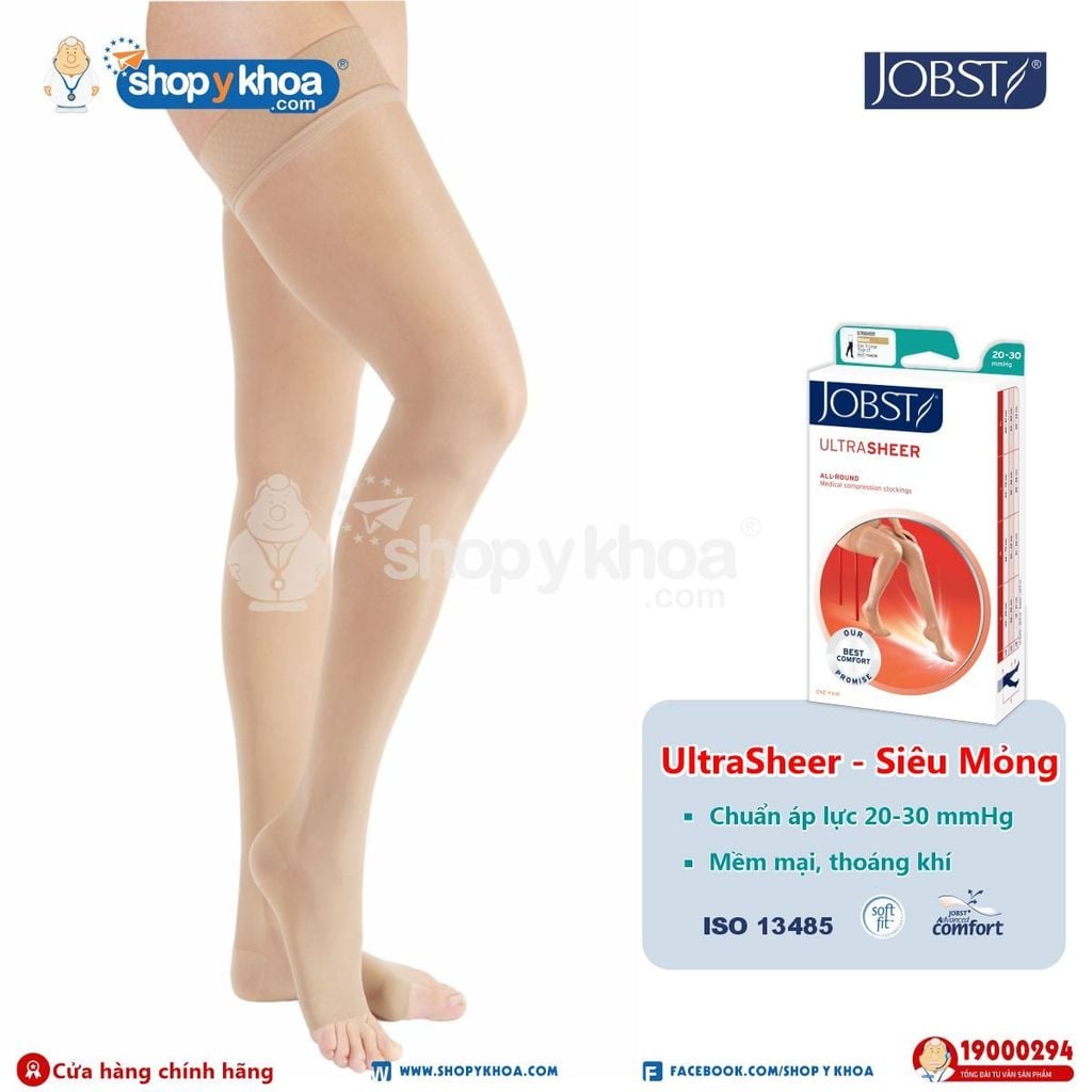  JOBST ULTRASHEER 20-30 THD OT NAT. Vớ đùi, silicone, hở ngón, màu da 
