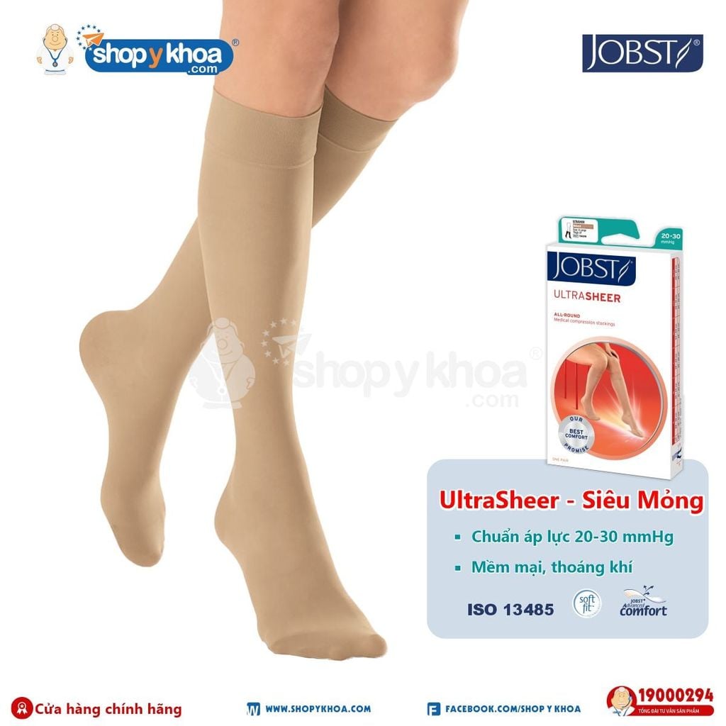  JOBST ULTRASHEER 20-30 KH CT NAT. Vớ gối, kín ngón, màu da 