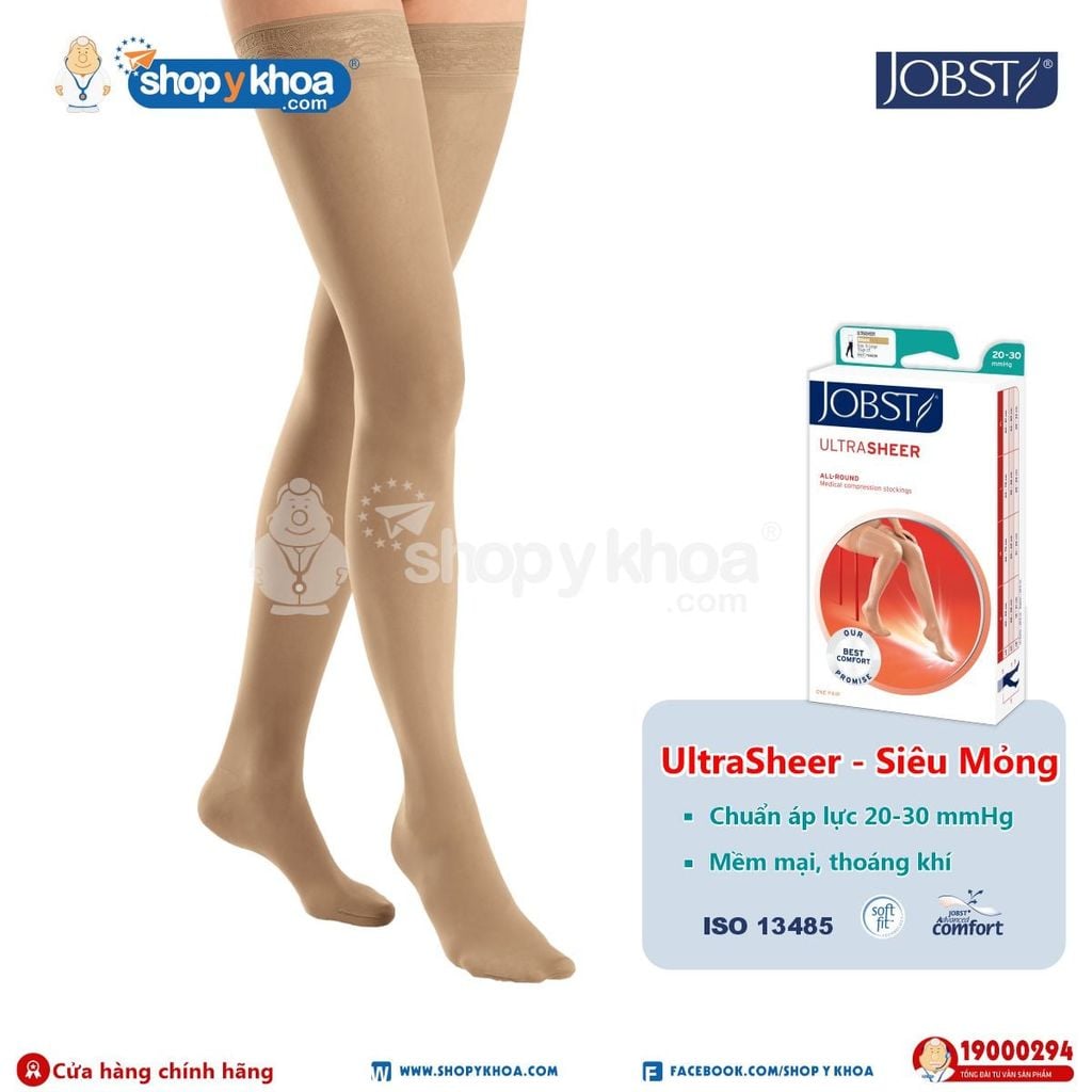  JOBST ULTRASHEER 20-30 THL CT NAT. Vớ đùi, silicone, kín ngón, màu da 