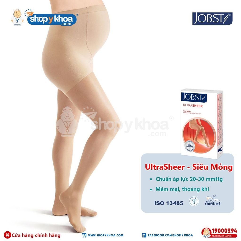  JOBST ULTRASHEER 20-30 MAT NAT. Vớ hông bầu, kín ngón, màu da 