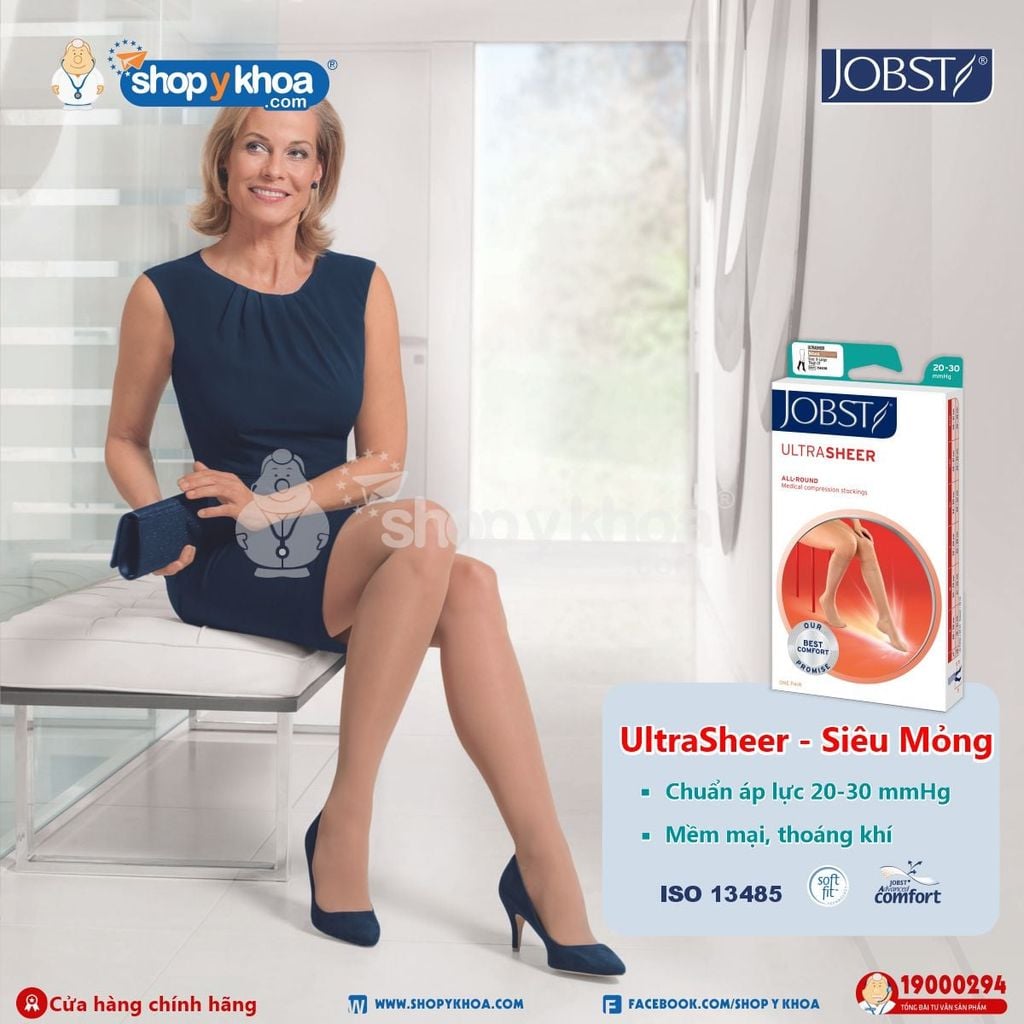  JOBST ULTRASHEER 20-30 THD OT NAT. Vớ đùi, silicone, hở ngón, màu da 