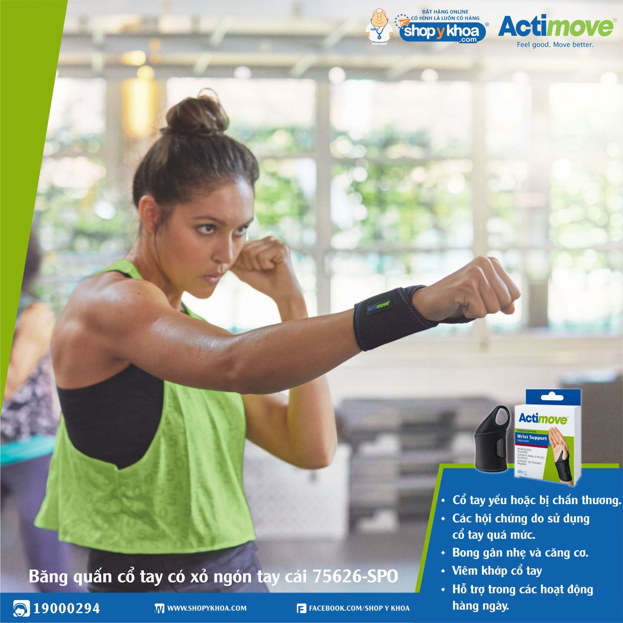  Nẹp khớp cổ tay Actimove Wrist Support. Băng quấn cổ tay có xỏ ngón tay cái 75626-SPO. 