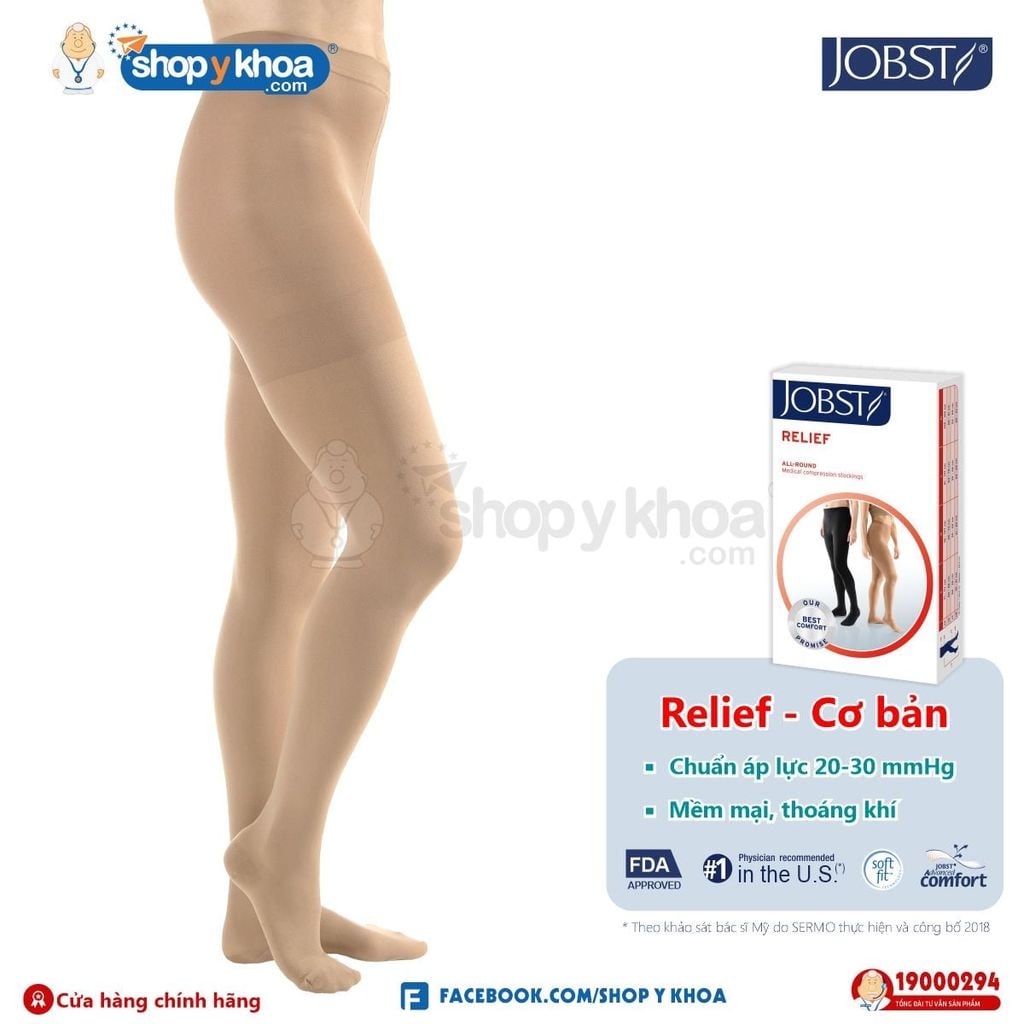  JOBST RELIEF 20-30 WH CT BE. Vớ hông/quần, kín ngón, màu da 