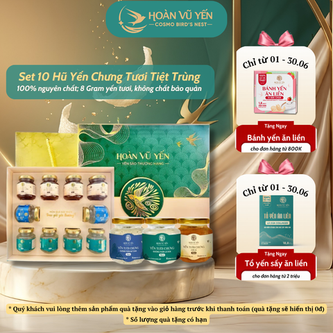 Set 10 Hũ Yến Tươi Tiệt Trùng Cao Cấp - Hoàn Vũ Yến