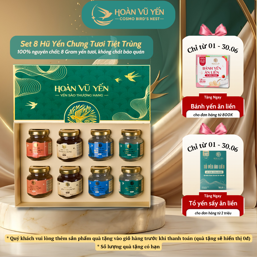 Set 8 Hũ Yến Tươi Tiệt Trùng Cao Cấp - Hoàn Vũ Yến