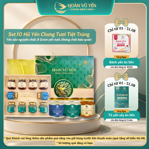 Set 10 Hũ Yến Tươi Tiệt Trùng Cao Cấp - Hoàn Vũ Yến