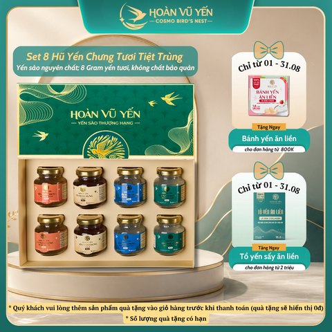 Set 8 Hũ Yến Tươi Tiệt Trùng Cao Cấp - Hoàn Vũ Yến