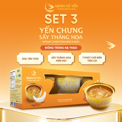 Set 3 Chén Yến Chưng Sấy Thăng Hoa Vị Đông Trùng Hạ Thảo Hoàn Vũ Yến 30g Yến Tươi - Chén Yến Chưng Ăn Liền