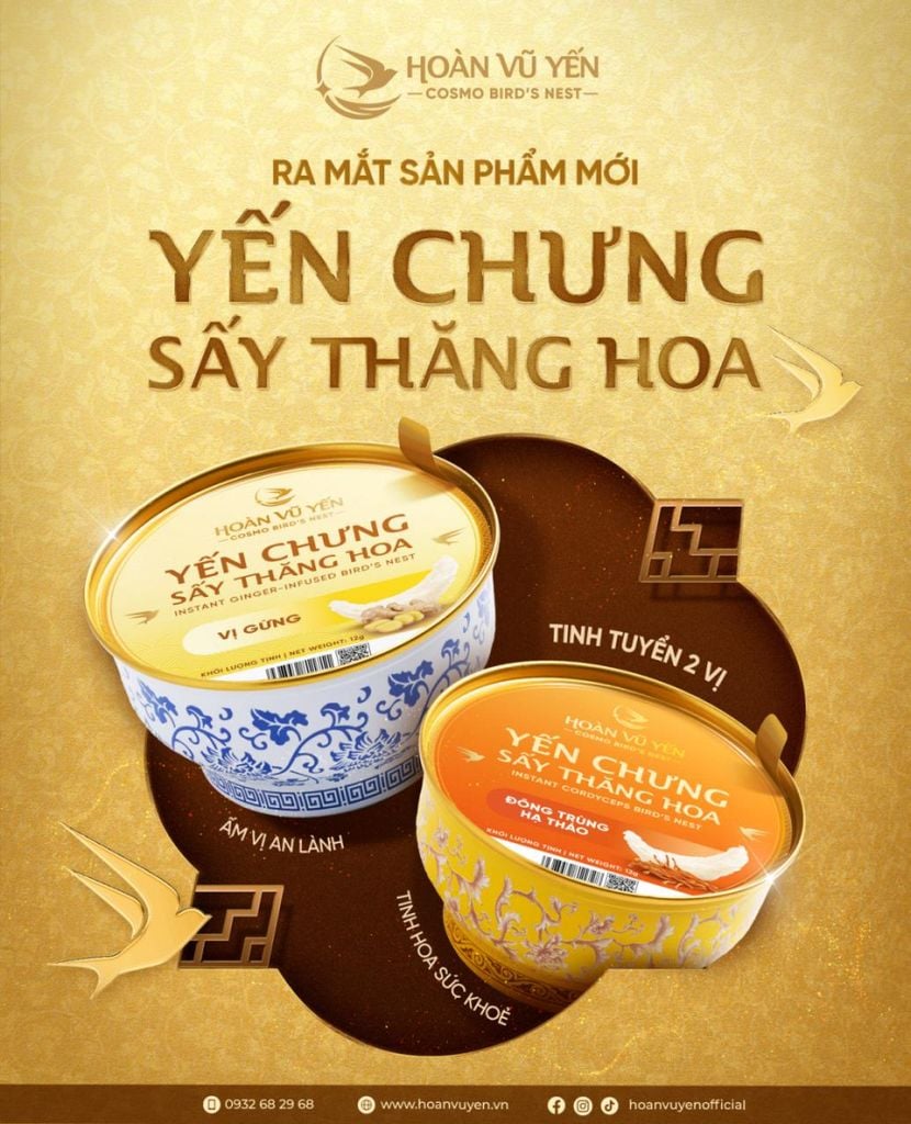 Set 3 Chén Yến Chưng Sấy Thăng Hoa Vị Gừng Hoàn Vũ Yến 30g Yến Tươi - Chén Yến Chưng Ăn Liền