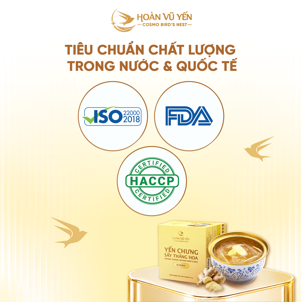 Chén Yến Chưng Sấy Thăng Hoa Vị Gừng Hoàn Vũ Yến 30g Yến Tươi - Chén Yến Chưng Ăn Liền