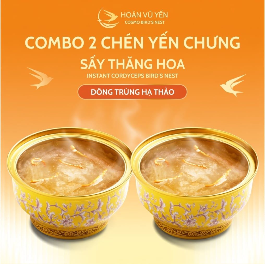 Chén Yến Chưng Sấy Thăng Hoa Vị Đông Trùng Hạ Thảo Hoàn Vũ Yến 30g Yến Tươi - Chén Yến Chưng Ăn Liền