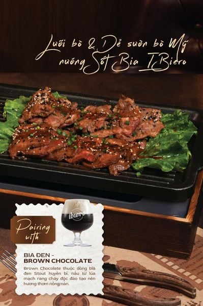  Lưỡi bò & Dẻ sườn bò Mỹ nướng Sốt Bia Ibiero 