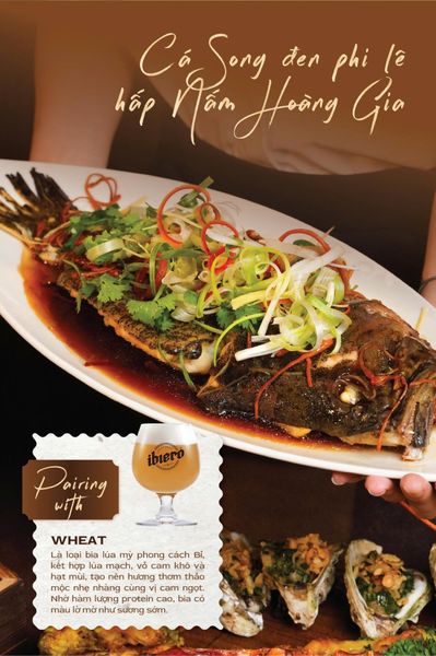  Cá Song đen phi lê hấp Nấm Hoàng Gia 