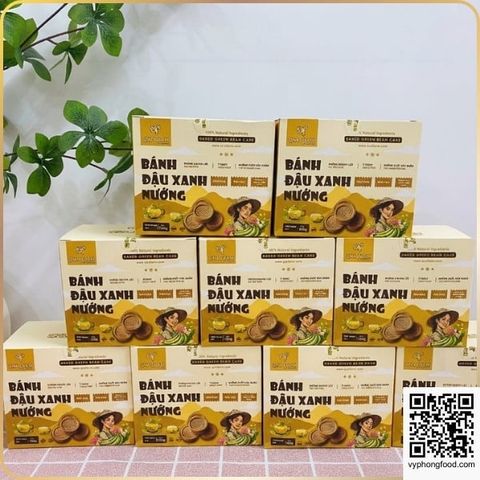  Bánh đậu xanh nướng QNA Farm - hộp giấy 150g. 
